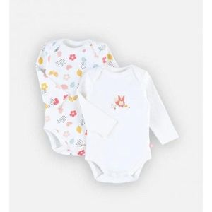 Noukie's - 2 pack - Body lange mouw - Meisje - Gebloemd - 12 maand 80