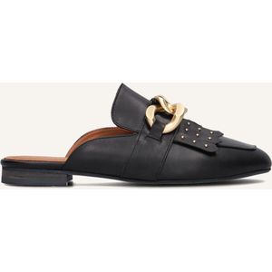 Notre-V - Instappers - Zwart - Leer - Goudkleurige Details