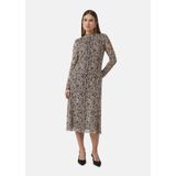 comma - Midi-jurk - Geraffineerd - Mesh - Hoge Halslijn - Lange Mouwen