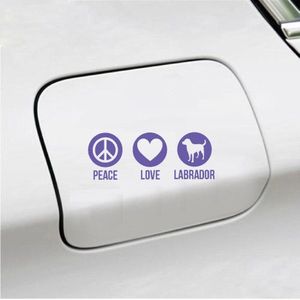 Bumpersticker - Peace Love Labrador - 20x9.3 - Paars