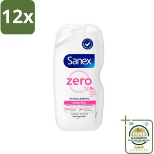 Sanex Zero% - Douchegel - Gevoelige Huid - 0% Parfumsulfaten - Hypoallergeen - 400 ml - Voordeelverpakking - 12 stuks - Hypoallergeen - Sanex
