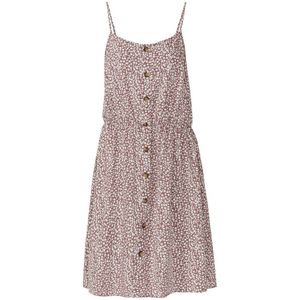 QS - Jurk - Mauve/Wit - Bloemenprint - Mouwloos - Knielengte - Gedrapeerd