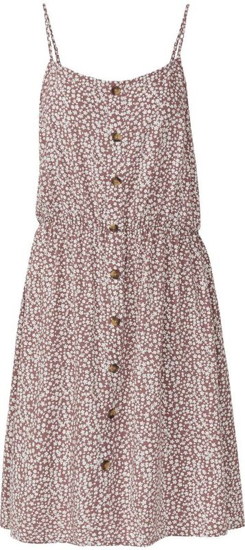 QS - Jurk - Mauve/Wit - Bloemenprint - Mouwloos - Knielengte - Gedrapeerd