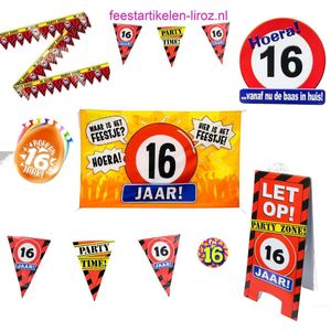 16 jaar feest pakket L  versiering Rood/Wit