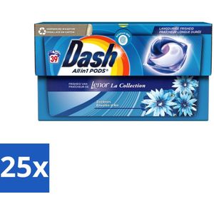 25 x Dash - Lenor Collectie - Wasmiddel Capsules - All-in-1 Pods - Witte en Gekleurde Was - 39 Wasbeurten - Wasmiddel Capsules - Frisheid - Ocean Breeze - Wasverzachter - Duurzaam