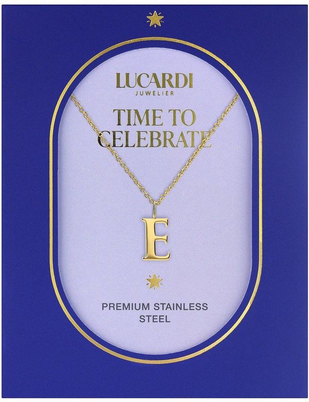 Lucardi - Dames Stalen Goldplated Ketting - Goudkleurig - 47 cm