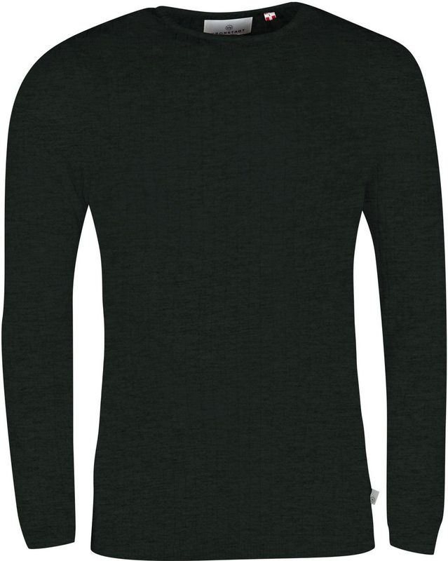 Kronstadt Cable Sweatshirt ronde hals donkergroen, Effen