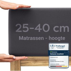 Boxspringbed hoeslaken 200x220 tot 220x240cm - tot 40cm matrashoogte - Premium katoenen lakens 200x220 I 200x240 I 220x240 voor boxspring- en waterbedden - antraciet