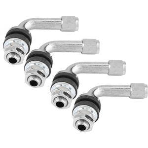 JeiibrZui Ventielsteel Van 90 Graden Voor Banden - Weerbestendig Ventiel - Koude En Hitteweerstand + Lekvrije Test - 4 Stuks - Auto En Motor Gebruik Zilver