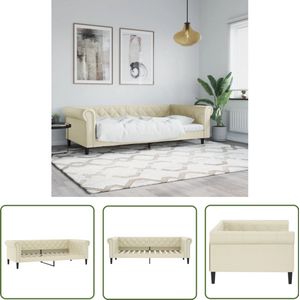 vidaXL Slaapbank - Kunstleer - 100x200 cm - Crèmekleurig Slaapbank - Sofa Bed - Daybed - Creme Kleur - Kunstleder