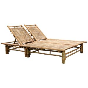 vidaXL Ligbed 2-persoons met kussens bamboe - Ligstoel - Ligstoelen - Ligbed - Ligbedden
