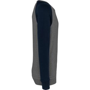 Kariban Tweekleurige herensweater BIO French Terry ronde hals raglanmouwen K491 - Grey Heather / Navy - XL