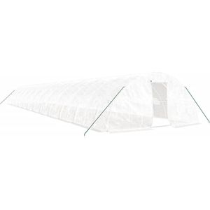 vidaXL - Tuinkas - met - stalen - frame - 120 - m² - 24x5x2,3 - m - wit