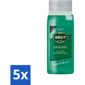 5 x Brut - Douchemiddel - All in One Haar en Body - Original - Verzorgend & Verfrissend - 500ml - Verfrissend - Citrus - Houtachtig - Verzorgend