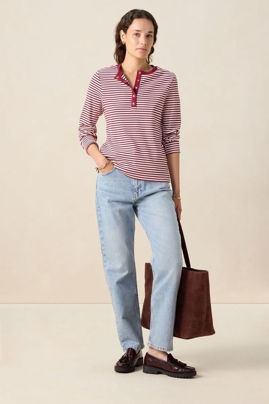 Donkerrode longsleeve met strepen