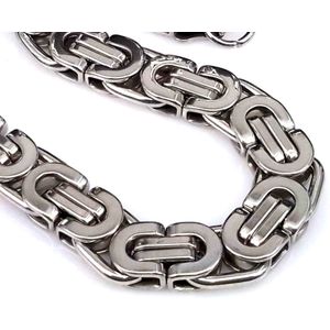 Stalen - RVS – zilverkleurig - Ketting – Platte - koningsschakel - L70 cm - Br 8mm.