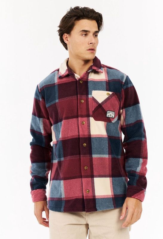 Protest - PRTMitchel - Overshirt - Velvet Red - High-pile Teddy Fleece