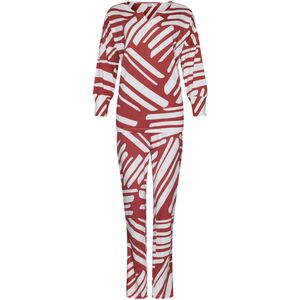 Pastunette Premium Pyjama Geometric - Katoen/Modal - Rood/Wit - Maat 36