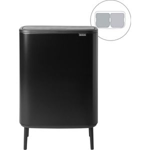 Brabantia Bo Touch Bin Hi Prullenbak - 2 x 30 liter - Afvalscheiding - Matt Black