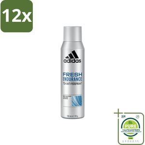 Adidas – Deodorant Spray – Fresh Endurance – 150 ml - Voordeelverpakking - 12 stuks - 72 uur bescherming - Zweetbehandeling