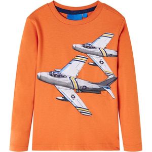 vidaXL - Kindershirt - met - lange - mouwen - 92 - donkeroranje