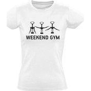 Weekend gym dames t-shirt wit | funny | cadeau | festival | maat M