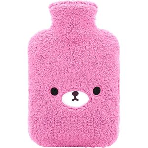 Warmwaterkruik met knuffelzachte overtrek - 2 liter - paarse beer