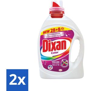 2 x Dixan Color - Vloeibaar Wasmiddel en Vlekverwijderaar - Anti Color Transfer - Gekleurde Was - 36 Wasbeurten - Wasmiddel - Gekleurde Was - Vlekkenverwijderaar - Anti Color Transfer - Dixan Color
