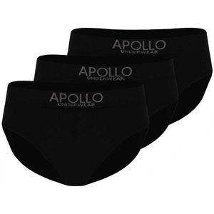 Apollo heren slips ondergoed - 3 pack - zwart uni - maat XXL