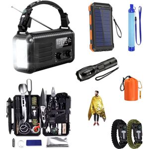 Noodradio 20.000mAh - Solar Opwindbaar - COMPLETE SET - Draagbare en Opwindbare Radio - Nood Radio - Noodradio dab Solar Opwindbaar - Noodpakket voor thuis - Oorlog - Denk vooruit - Overlevingspakket - Bij Rampen