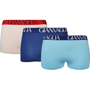 Gianvaglia 8037 Dames Boxershorts – Set van 3 - Korte Pijp - Beige/Blauw/Turquoise - 2XL