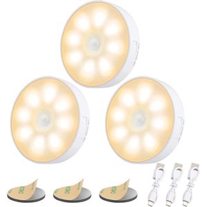 Bewegingssensor Nachtlamp met 8 LED's - Oplaadbaar en Snoerloos - 3 Modi - Warm Geel Licht voor Binnen
