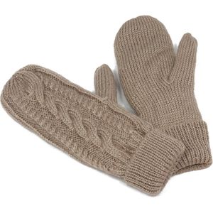 Taupe wanten - gebreide wanten - damesmaat S/M - taupe handschoenen met kabelpatroon - fleece binnenkant - STUDIO Ivana