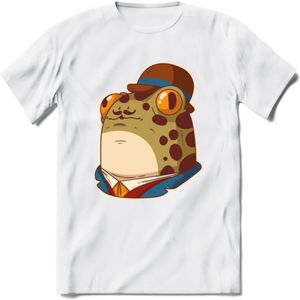 Fancy frog T-Shirt Grappig | Dieren rijke kikker Kleding Kado Heren / Dames | Animal Skateboard Cadeau shirt - Wit - M