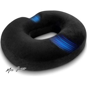 Mrs. Jones Premium Collection Orthopedisch Donutkussen - Pijnverlichtend - Zwangerschap - Stuitbeen - Ischias - Zwart - 45 cm