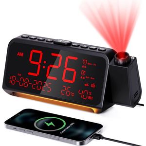 Digitale Wekker - Wekkerradio - Reiswekker - Zwart en Rood