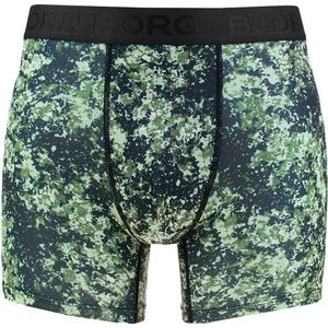 Björn Borg Performance boxers - microfiber heren boxers lange pijpen (1-pack) - groen dessin - Maat: M