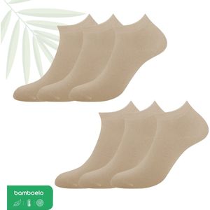 Bamboe Sokken, Sneaker Sokken, Dames en Heren, Kort Sokken, Antibacterieel, 6 Paar, 39-42, Beige