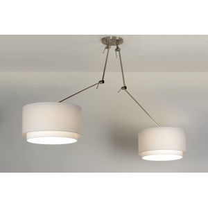 Lumidora Hanglamp 30301 - BROOKLYN - 2 Lichts - E27 - Wit - Textiel