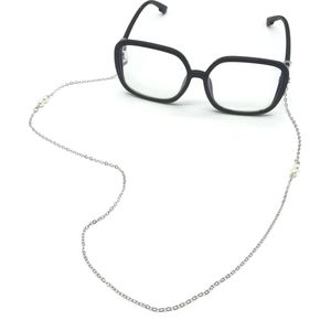 Brillenkoord - Brilkoord - Brilketting - Bril accessoires - 60 cm - Zilver - Witte parels
