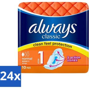 Always Classic - Maandverband - Normaal met Vleugels - 10 Maandverbandjes - Voordeelverpakking - 24 stuks