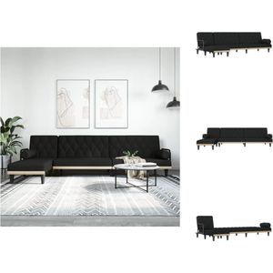 vidaXL Slaapbank L-vormig zwart - 260x140 cm - multifunctioneel en duurzaam - verstelbare posities - comfortabele zitervaring - inclusief chaise longue - montageset inbegrepen - Bank