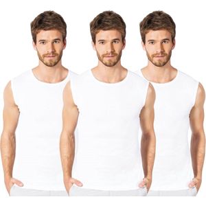 3 Stuks Donex Heren Mouwloos Shirt  100% Katoen Wit maat XL