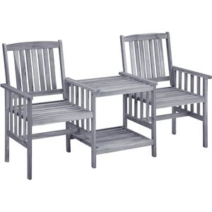 vidaXL Tuinstoelen met tafeltje en kussens massief acaciahout - Tuinstoel Met Theetafel - Tuinstoelen Met Theetafels - Bistroset - Bistro Set