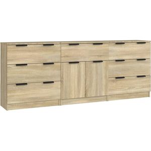 vidaXL - 3-delige - Dressoirs - bewerkt - hout - sonoma - eiken