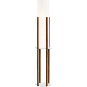 Staande lamp Gisborne 146x25x25 cm E27 walnootkleurig en wit