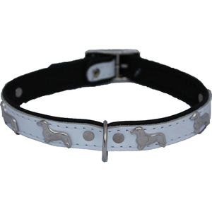 Dog's Companion Leren Halsband - Teckel - Lengte: 45 cm Verstelbaar van 35-41 cm x 20 mm - Wit