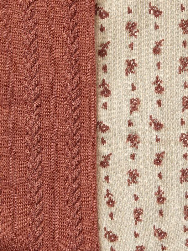 Vertbaudet - Set van 2 paar Maillots - Bloemen en Kabels - Voor Babymeisjes