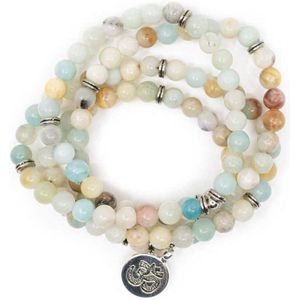 Spiru - Mala Amazoniet - Volwassenen - Armband - Elastisch Met OHM - 11 cm