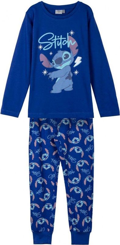 STITCH - Pyjamaset - Donkerblauw - Uniseks - Lange Mouwen - 8 Jaar